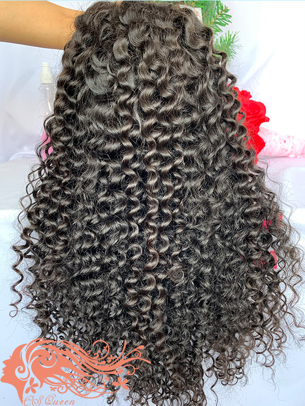 Csqueen Raw Burmese Curly 4*4 Transparent Lace Closure wig 100% Human Hair Transparent Wig 130%density